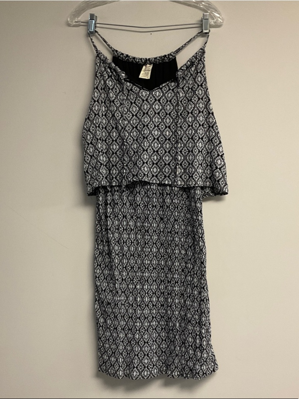 Faded Glory Black & White Printed Sleeveless Midi Dress